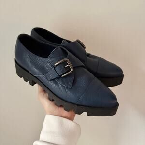 Pollini Lug Sole Buckle Pointed Loafer Sz 36